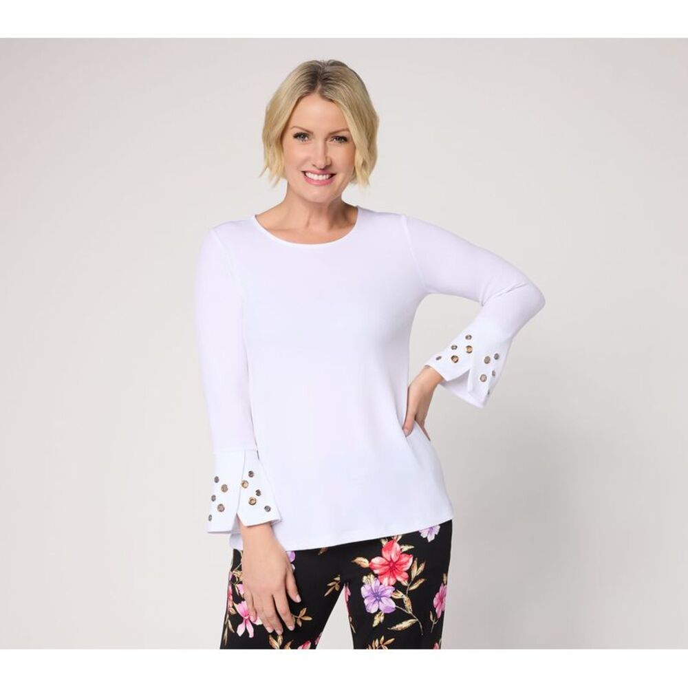 Susan Graver Women's Top Plus Sz 1X Make Your Selection: Liquid White A736231